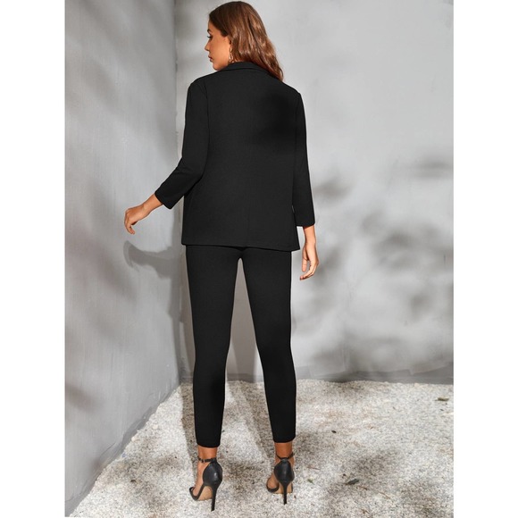 2 piece set pantsuit Open Front Blazer jacket & dress Pants royal blue - Picture 3 of 11